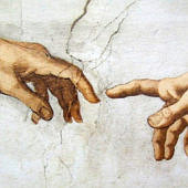 Isten és Ádám keze Michelangelo: Ádám teremtése freskóján